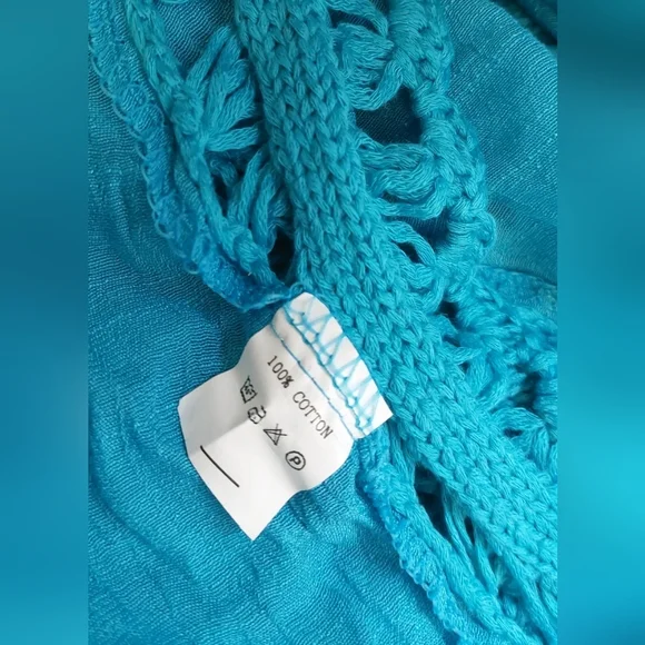 Swimsuit Coverup Batwing Sleeves Crochet Lace Edging Resort Vacay Beach Vacation - Picture 9 of 10